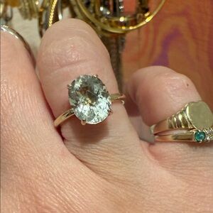 3 ct Green Amethyst Oval ring solid 14k size 6